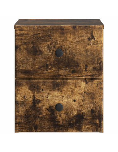 Mobiletto da notte a muro Rovere Fumo 34,5 x 33 x 40 cm