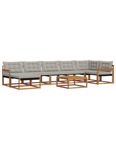 Set di divani da esterno 8 pcs Grigio Naturale e Chiaro