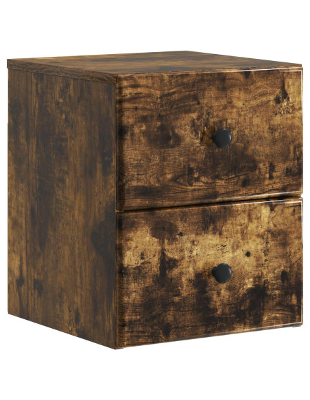 Mobiletto da notte a muro 2 pcs Rovere Fumo 34,5 x 33 x 40 cm