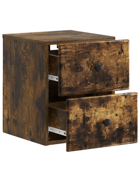 Mobiletto da notte a muro 2 pcs Rovere Fumo 34,5 x 33 x 40 cm