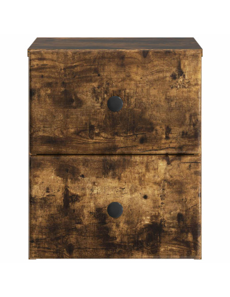 Mobiletto da notte a muro 2 pcs Rovere Fumo 34,5 x 33 x 40 cm