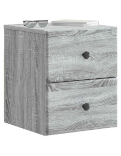 Mobiletto da notte a muro Grigio Sonoma 34,5 x 33 x 40 cm 2