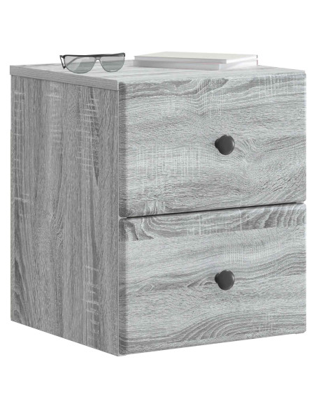 Mobiletto da notte a muro Grigio Sonoma 34,5 x 33 x 40 cm