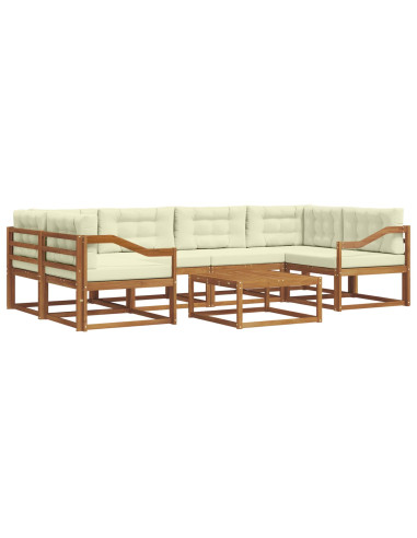 Set di divani da esterno con cuscino 7 pcs Naturale e Crema