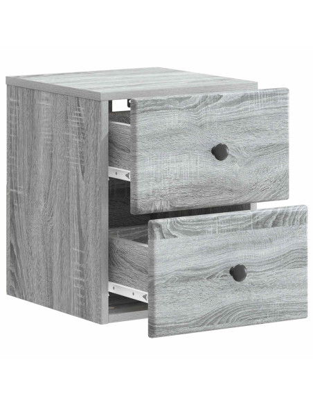 Mobiletto da notte a muro Grigio Sonoma 34,5 x 33 x 40 cm