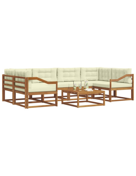 Set di divani da esterno con cuscino 7 pcs Naturale e Crema