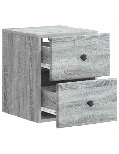 Mobiletto da notte a muro 2 pcs Grigio Sonoma 34,5 x 33 x 40 cm