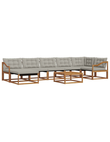 Set di divani da esterno 8 pcs Grigio Naturale e Chiaro