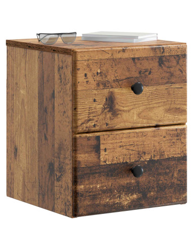 Mobiletto da notte a muro Legno antico 34,5 x 33 x 40 cm