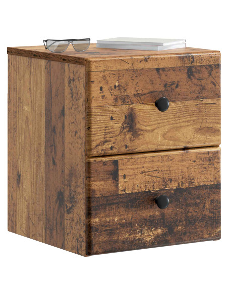 Mobiletto da notte a muro Legno antico 34,5 x 33 x 40 cm