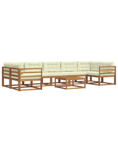 Set di divani da esterno con cuscino 8 pcs Naturale e Crema 2