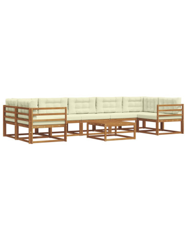 Set di divani da esterno con cuscino 8 pcs Naturale e Crema