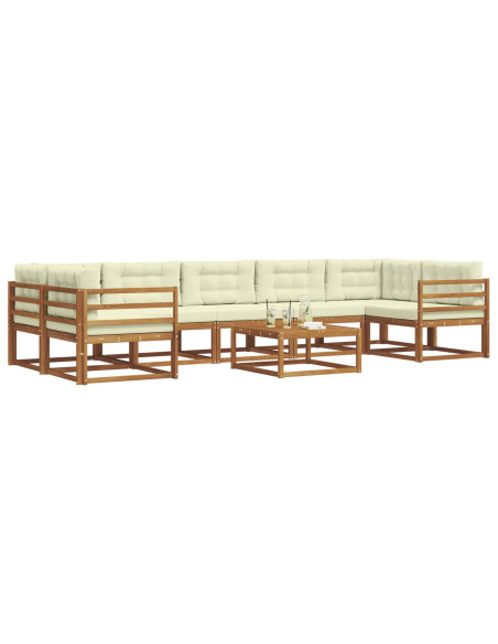 Set di divani da esterno con cuscino 8 pcs Naturale e Crema