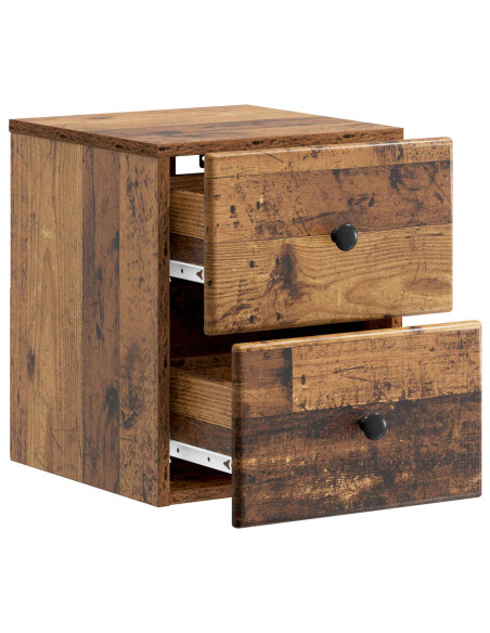 Mobiletto da notte a muro 2 pcs Legno antico 34,5 x 33 x 40 cm