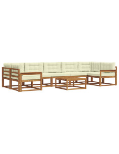 Set di divani da esterno con cuscino 8 pcs Naturale e Crema 2