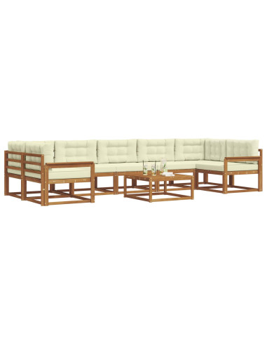 Set di divani da esterno con cuscino 8 pcs Naturale e Crema