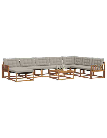 Set di divani da esterno 9 pcs Grigio Naturale e Chiaro