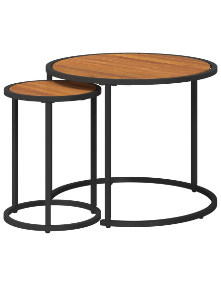 Set di Tavolini da Caffè 2 pcs Legno di Acacia Massello