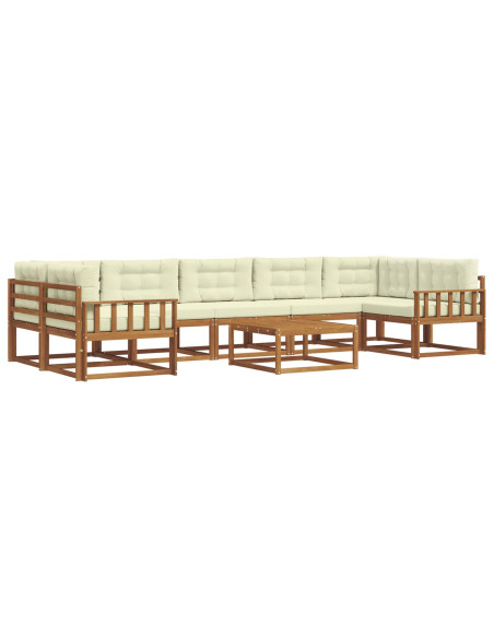 Set di divani da esterno con cuscino 8 pcs Naturale e Crema