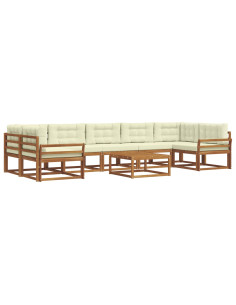 Set di divani da esterno con cuscino 8 pcs Naturale e Crema 2
