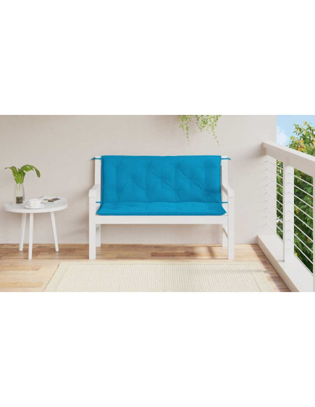 Cuscini per Panca 2 pz Azzurri 120x50x7cm in Tessuto Oxford