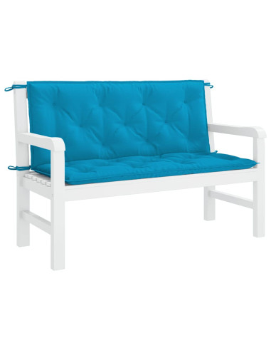 Cuscini per Panca 2 pz Azzurri 120x50x7cm in Tessuto Oxford