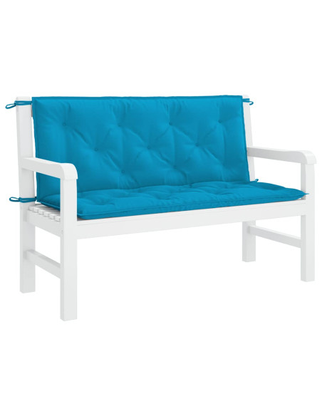 Cuscini per Panca 2 pz Azzurri 120x50x7cm in Tessuto Oxford