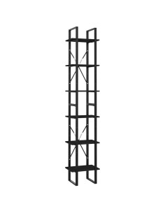 Libreria a 6 Ripiani Nera 40x30x210 cm in Legno Multistrato 2