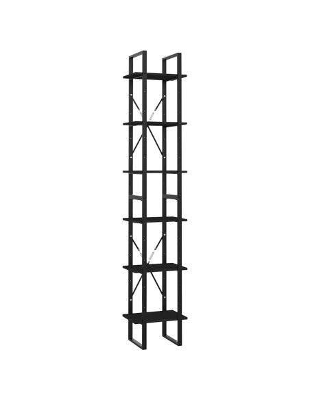 Libreria a 6 Ripiani Nera 40x30x210 cm in Legno Multistrato