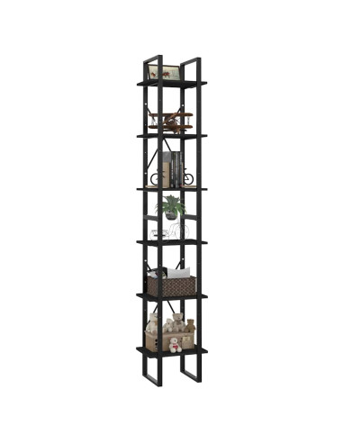 Libreria a 6 Ripiani Nera 40x30x210 cm in Legno Multistrato