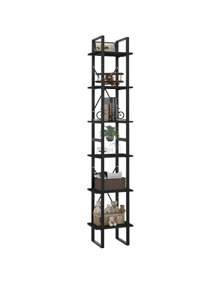 Libreria a 6 Ripiani Nera 40x30x210 cm in Legno Multistrato
