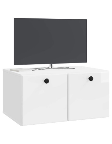 Mobile Porta TV da Muro Bianco Lucido 59,5 x 41 x 30 cm
