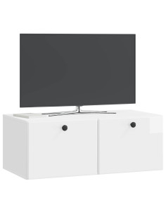 Mobile Porta TV da Muro Bianco Lucido 78,5 x 41 x 30 cm 2