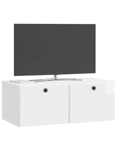 Mobile Porta TV da Muro Bianco Lucido 78,5 x 41 x 30 cm