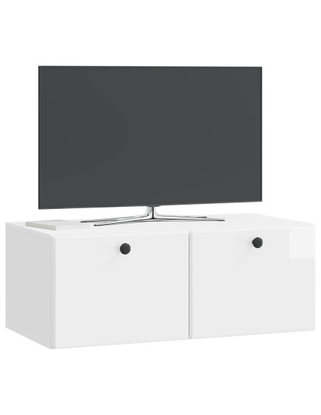 Mobile Porta TV da Muro Bianco Lucido 78,5 x 41 x 30 cm