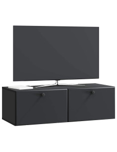 Mobile Porta TV da Muro Montaggio a parete Nero 98 x 41 x 30 cm 2