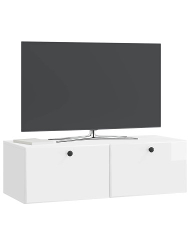 Mobile Porta TV da Muro Bianco Lucido 98 x 41 x 30 cm
