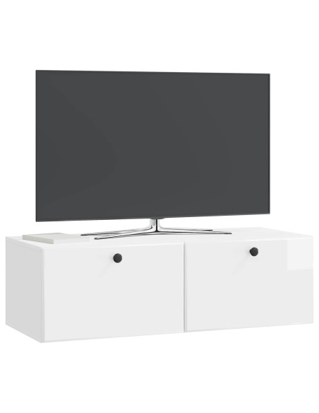 Mobile Porta TV da Muro Bianco Lucido 98 x 41 x 30 cm