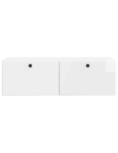 Mobile Porta TV da Muro Bianco Lucido 98 x 41 x 30 cm