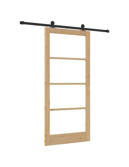 Porta scorrevole ORKDAL Naturale e Nero 93 x 202 cm