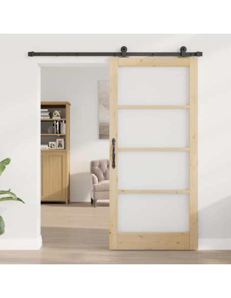 Porta scorrevole ORKDAL Naturale e Nero 93 x 202 cm