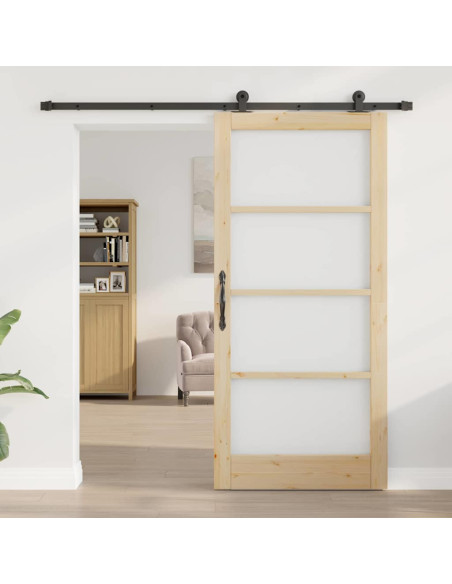Porta scorrevole ORKDAL Naturale e Nero 93 x 202 cm