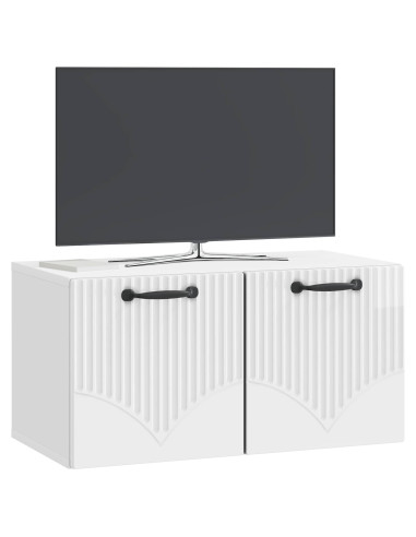 Mobile Porta TV da Muro Bianco Lucido 59,5 x 31 x 30 cm