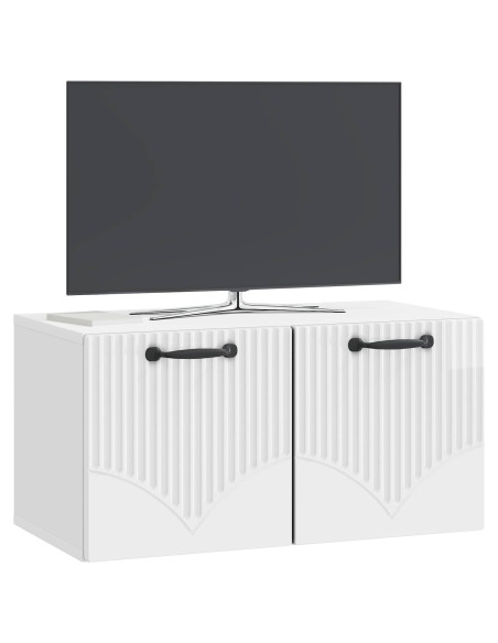 Mobile Porta TV da Muro Bianco Lucido 59,5 x 31 x 30 cm