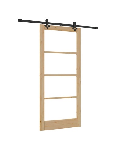 Porta scorrevole ORKDAL Naturale e Nero 93 x 202 cm