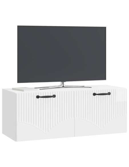 Mobile Porta TV da Muro Bianco Lucido 78,5 x 31 x 30 cm