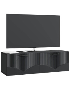Mobile Porta TV da Muro Montaggio a parete Nero 98 x 31 x 30 cm 2