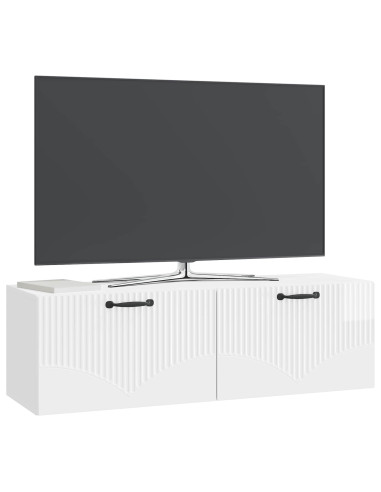 Mobile Porta TV da Muro Bianco Lucido 98 x 31 x 30 cm