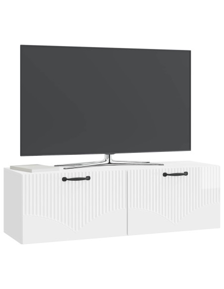 Mobile Porta TV da Muro Bianco Lucido 98 x 31 x 30 cm