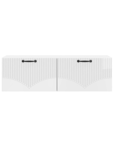 Mobile Porta TV da Muro Bianco Lucido 98 x 31 x 30 cm